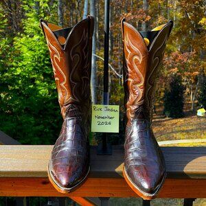 [SOLD] Nocona Sienna Brown Alligator Belly Cut Cowboy Boots in Size 11.5D/11D